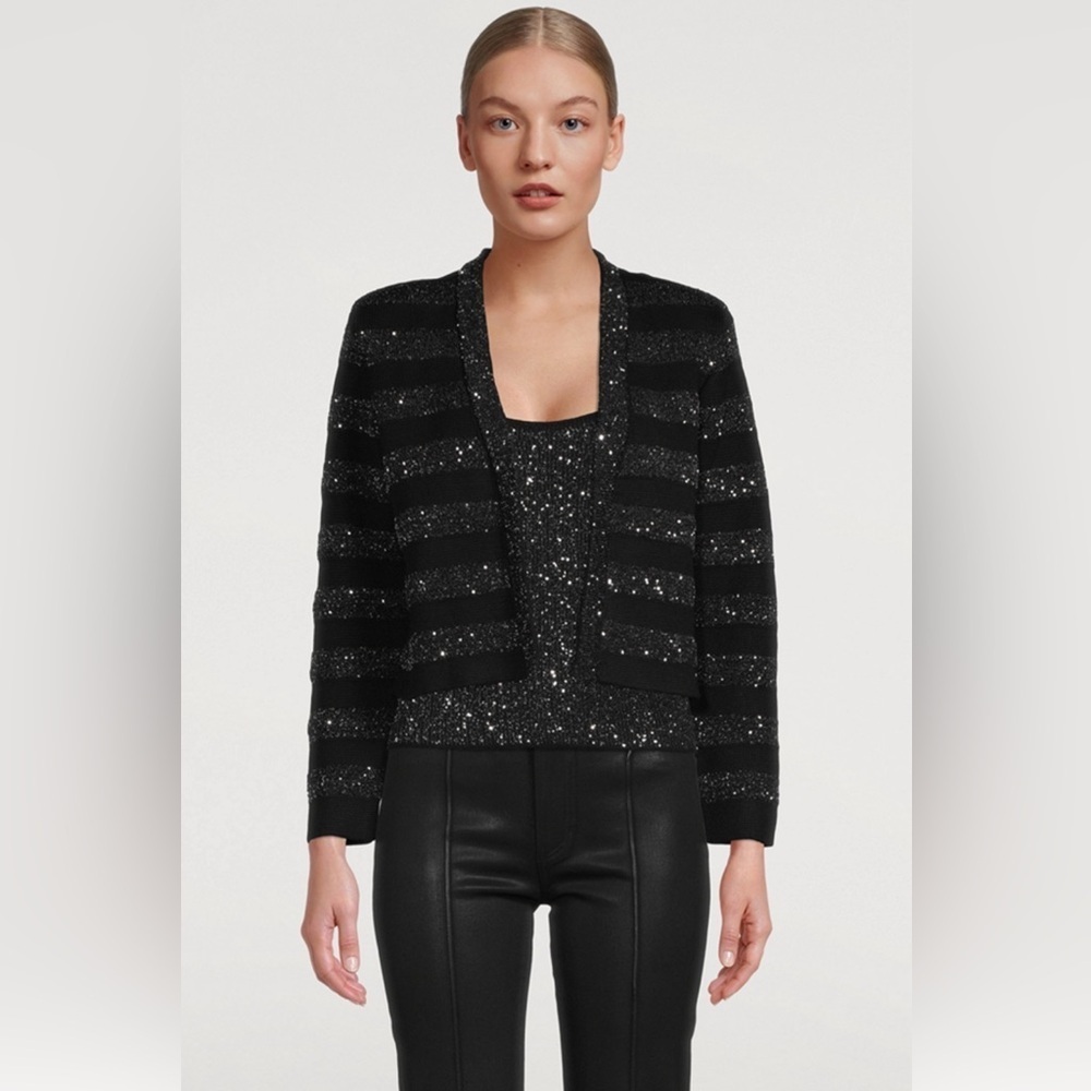 ba&sh Trevis Sequin Stripe Cropped Cardigan NWT